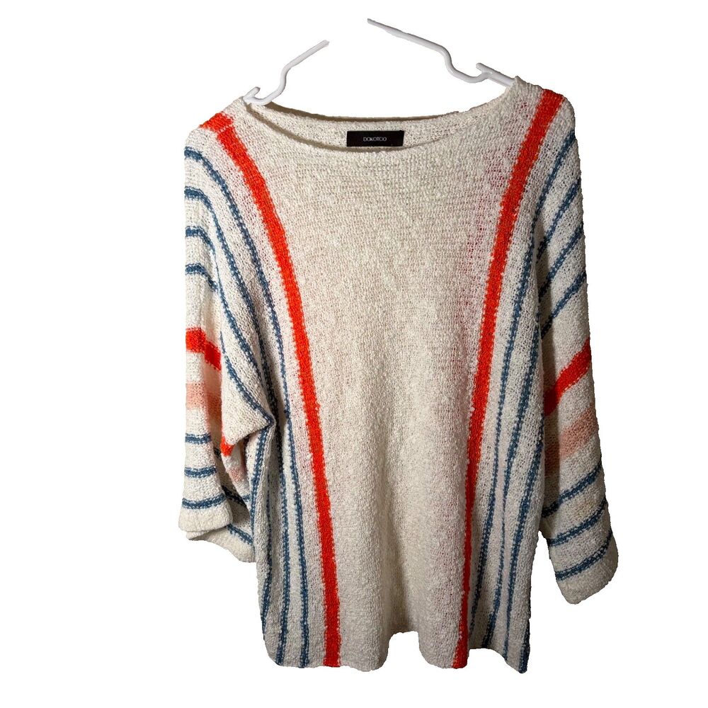 Dokotoo Sweater Women's Medium Pullover Striped Pullover Boat Neck Knit